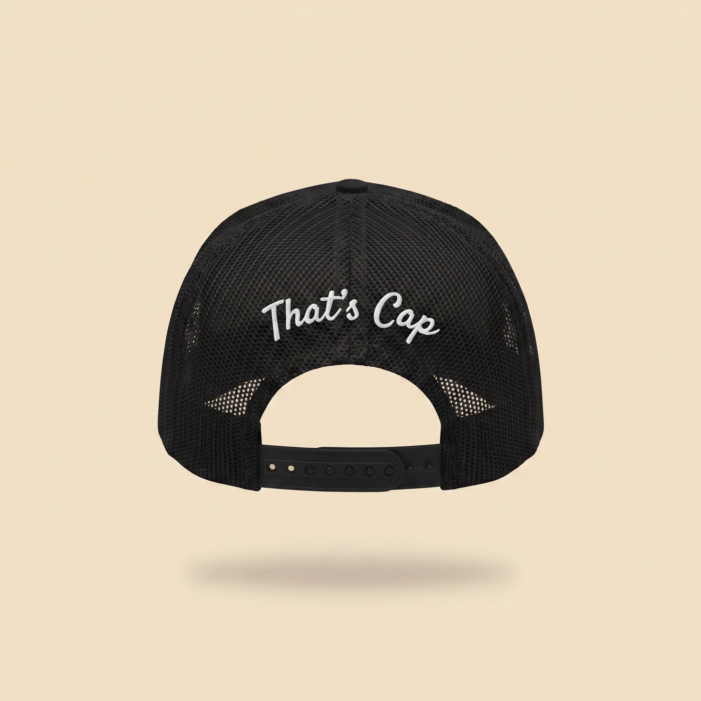 LOOKSMAXXER trucker cap, back with That's Cap script