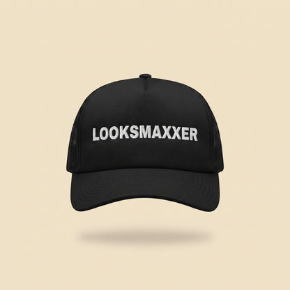 LOOKSMAXXER trucker cap, front