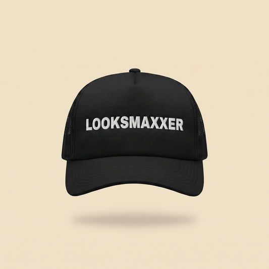 LOOKSMAXXER trucker cap, front