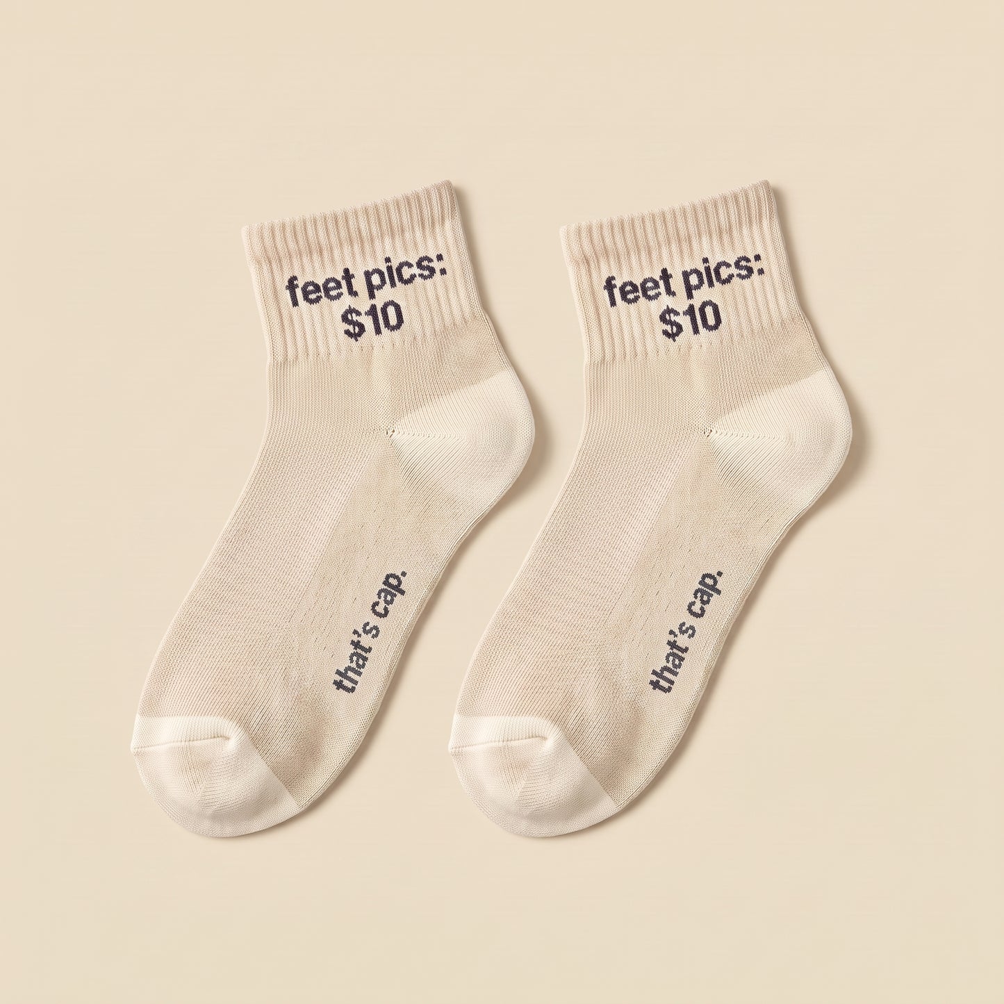 feet pics: $10 socks, flat lay pair