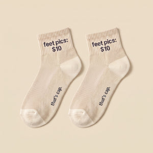 feet pics: $10 socks, flat lay pair