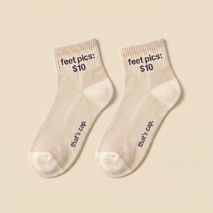 feet pics: $10 socks, flat lay pair