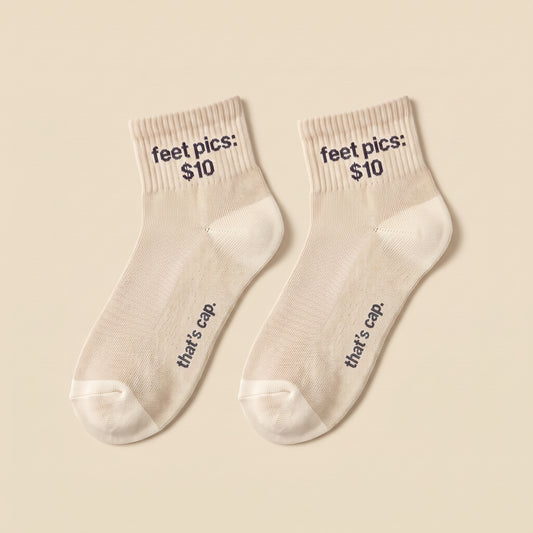 feet pics: $10 socks, flat lay pair