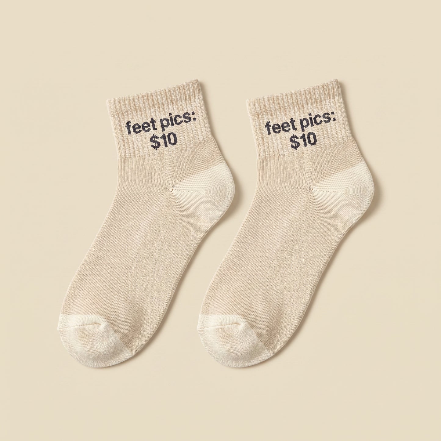 feet pics: $10 socks, flat lay pair