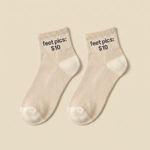feet pics: $10 socks, flat lay pair