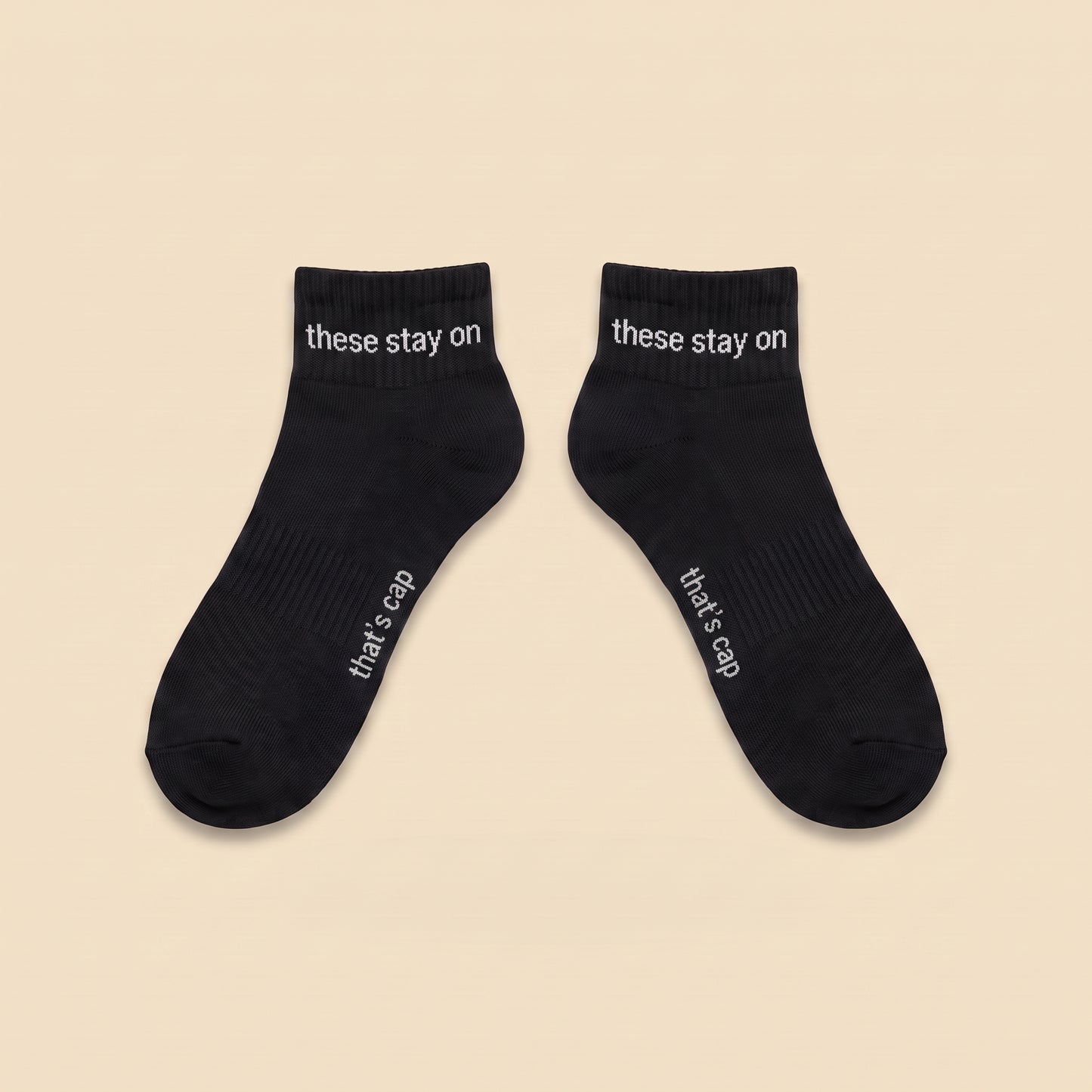 these stay on socks, flat lay pair