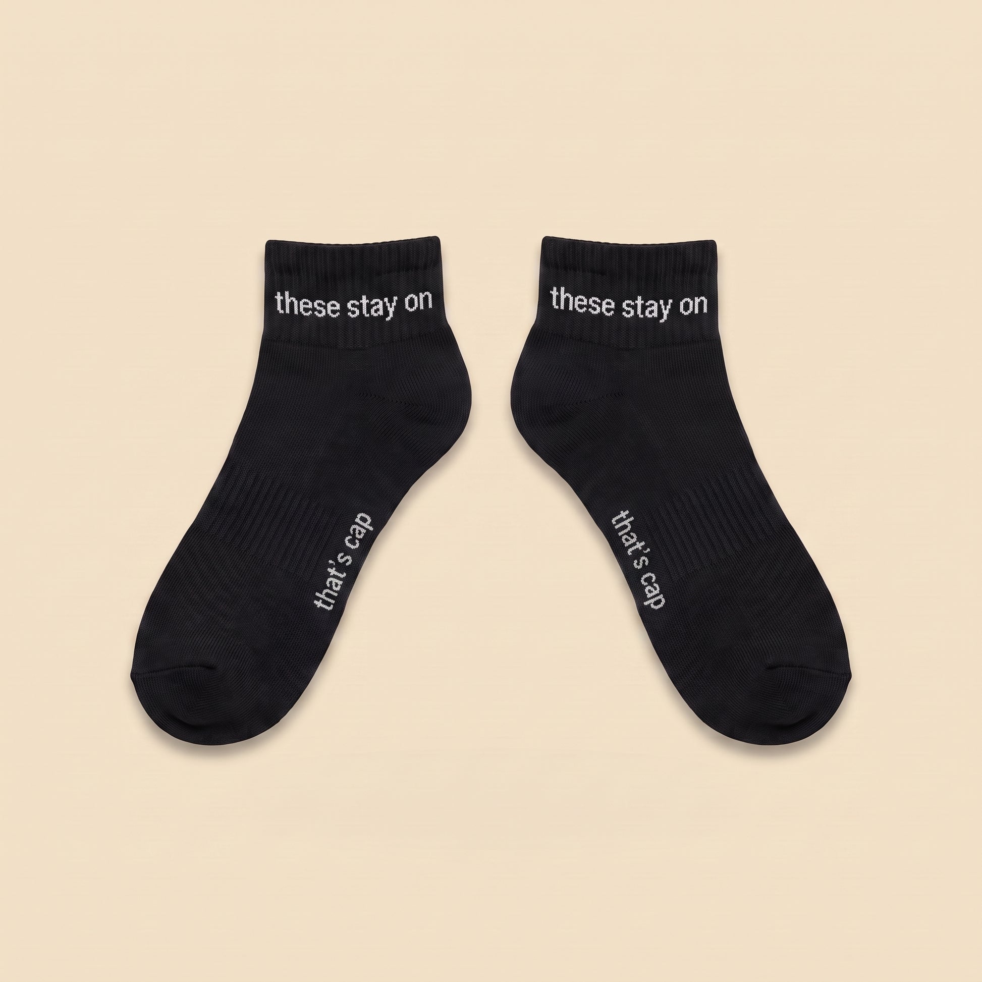 these stay on socks, flat lay pair