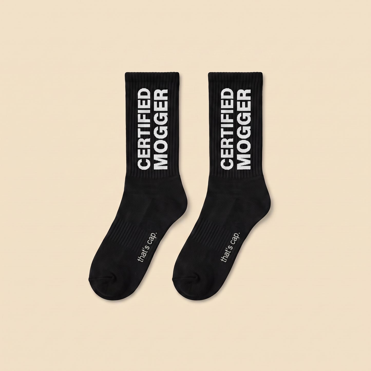 CERTIFIED MOGGER crew socks, flat lay pair