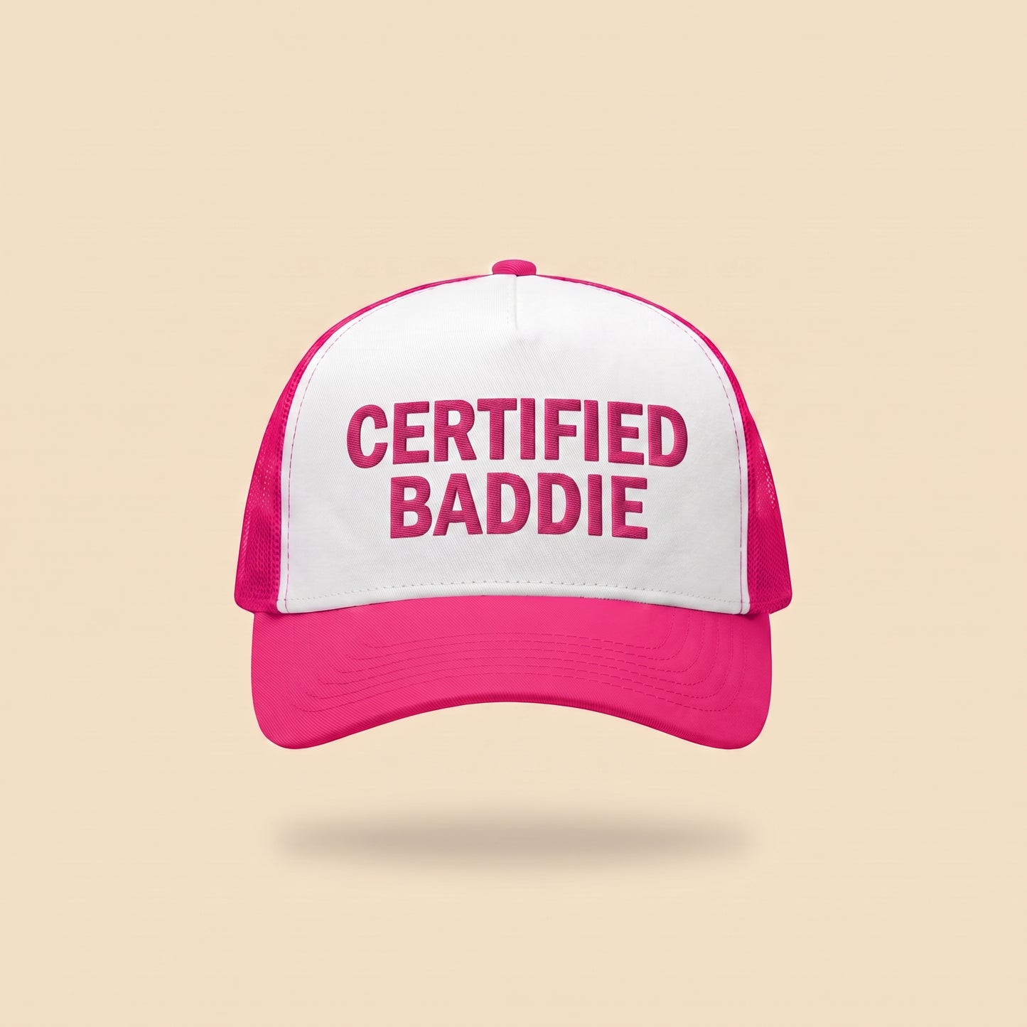 CERTIFIED BADDIE trucker cap, front