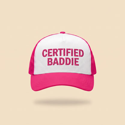 CERTIFIED BADDIE trucker cap, front