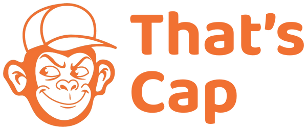 That's Cap logo: monkey with That's Cap stacked wordmark